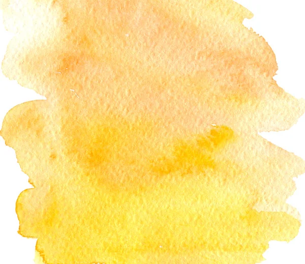 Acuarela Amarilla Mancha Anaranjada Aislada Sobre Fondo Blanco Pincel Abstracto — Foto de Stock