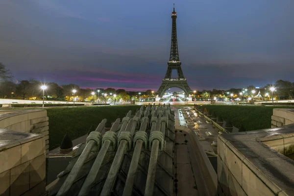 Muito Cedo Amanhecer Torre Eiffel Que Não Iluminado Por Pierre — Fotografia de Stock