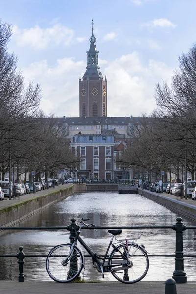 Typische Iconische Nederlands Kanaal Uitzicht Kerk Van Jacob Grote Kerk — Stockfoto