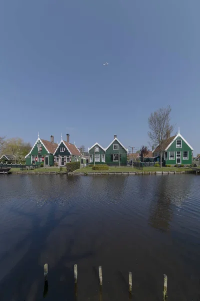 Vliegtuig Boven Nederlandse Groene Landelijke Huizen Aan Rand Van Grachten — Stockfoto