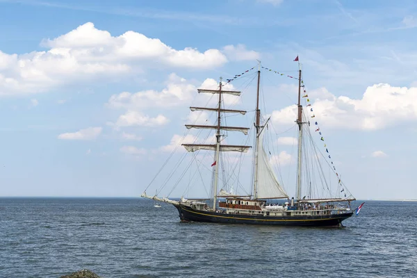 Barco Alto Antiguo Barco Que Sale Del Puerto Haya Scheveningen — Foto de Stock