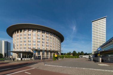 HAGUE, 24 Haziran 2020 - Kimyasal Silahların Yasaklanması Örgütü OPCW 'nin görünüşü, 2013 yılında Hollanda' nın Lahey kentinde düzenlenen Dünya Forumu 'nun yakınında ve inşasında Nobel ödülü aldı.