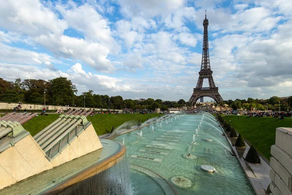 Fuente Trocadero Frente Torre Eiffel París Francia — Foto de Stock