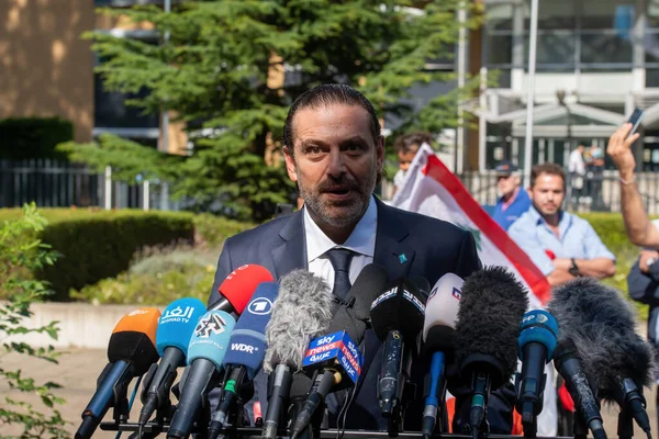 Leidschendam Srpna 2020 Saad Hariri Bývalý Libanonský Premiér Komentuje Rozsudek — Stock fotografie