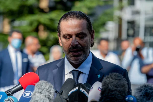 Leidschendam Srpna 2020 Saad Hariri Bývalý Libanonský Premiér Komentuje Rozsudek — Stock fotografie