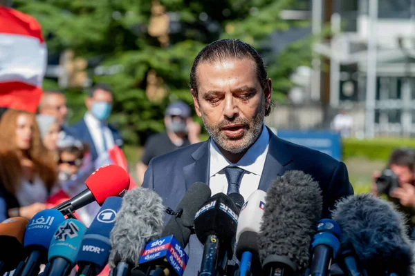 Leidschendam Srpna 2020 Saad Hariri Bývalý Libanonský Premiér Komentuje Rozsudek — Stock fotografie