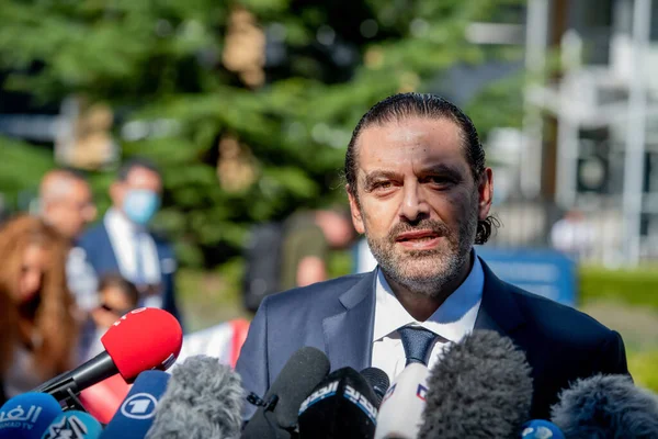 Leidschendam Srpna 2020 Saad Hariri Bývalý Libanonský Premiér Komentuje Rozsudek — Stock fotografie