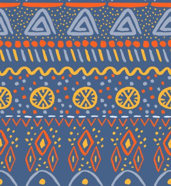 Yaratıcı ve colorfu kabile desen. Kumaşlar, duvar kağıtları, arka planlar, iç tasarımları için süs sorunsuz süsleme