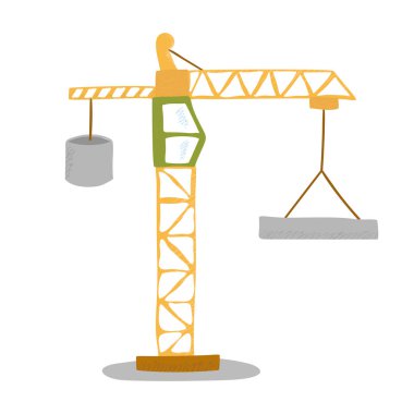 Vektör çizim, sevimli yeşil ve sarı cran çocuk parmak, t-shirt ve diğer tasarımlar için