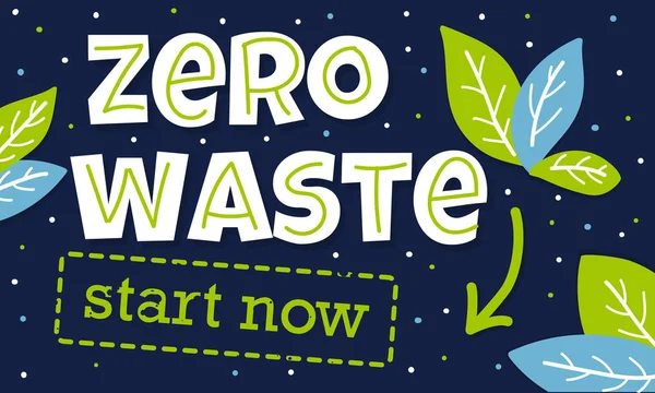 Letras Vectoriales Con Puntos Palabras Zero Waste Empieza Ahora Concepto — Vector de stock