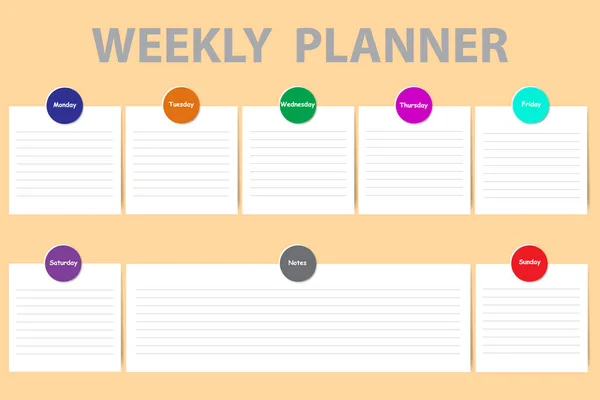 Veckoschema Med Vita Diagram Med Färg Ränder För Varje Dag — Stock vektor