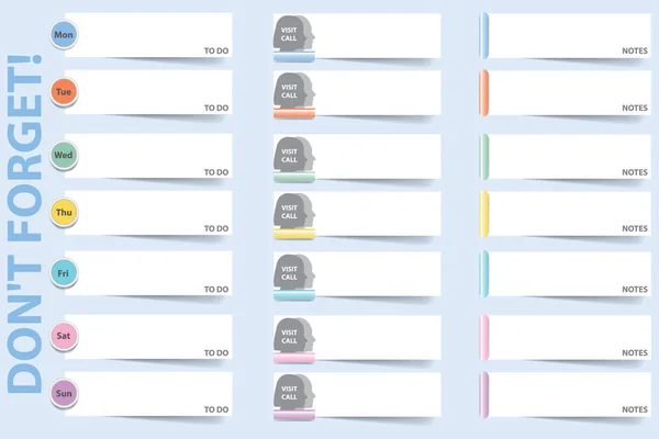 Vergessen Sie Nicht Tafel Mit Einem Diagramm Für Notizen Besuche — Stockvektor