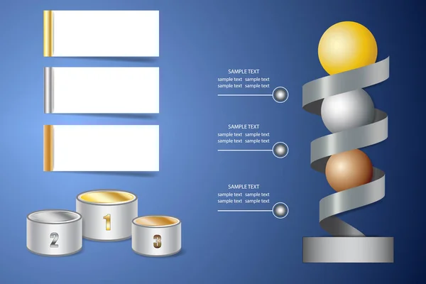 Infographic Med Skede Vinnarna Metall Spiral Med Guld Silver Och — Stock vektor