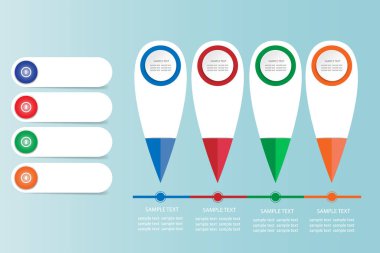 Infographic boş etiketleri, izci harita göstergeleri ve zaman çizelgesi metniniz için hazır. 