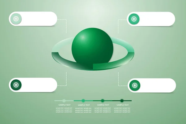 Infographic Green Ellipse Divided Parts Ball Centre Showing Process Steps — Stock Vector