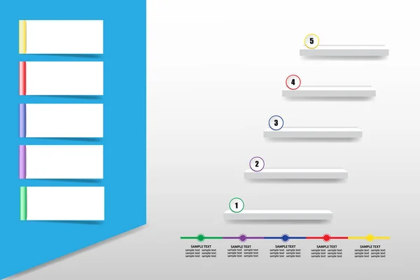 Infografica Rettangolo Smussato Con Etichette Vuote Pronte Testo Scale Timeline — Vettoriale Stock