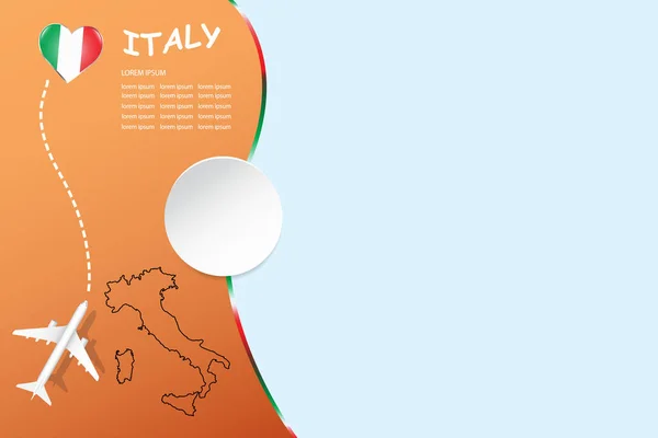 Путешествуйте Италии Самолетом Картой Государственным Гербом Италии Векторе Место Ваших — стоковый вектор