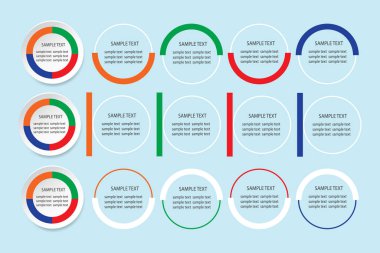 Daireler ile Infographic şablonları üç tür etiket dört renk ve boş etiketleri hazır metniniz için kağıt.