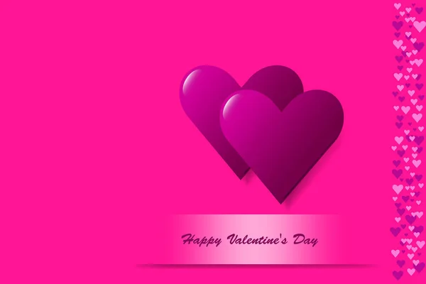 Pembe Kalp Vektör Happy Valentine Gün Işareti Ile Etiket Yukarıda — Stok Vektör