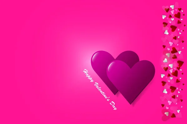 Simple Pink Vector Showing Two Pink Hearts Right Side Vector — Stock Vector