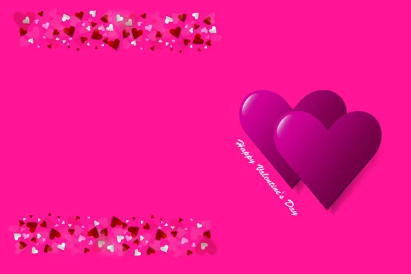Vector Love Theme Showing Two Pink Hearts Right Side Vector — Stock Vector