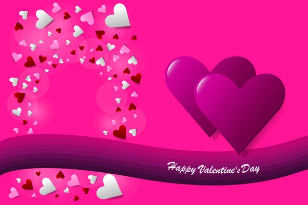 Trendy Pink Vector Love Theme Showing Two Pink Hearts Right — Stock Vector