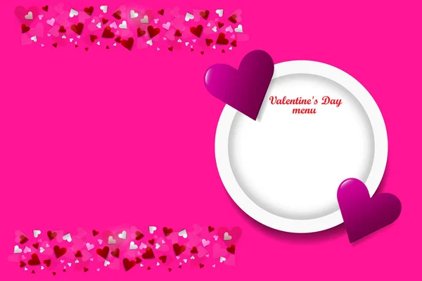 Día San Valentín Vector Concepto Menú Que Muestra Dos Corazones — Vector de stock