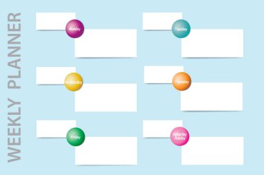 Günlük görevler ve haftanın her günü için boş etiketleri olan haftalık planlayıcı.