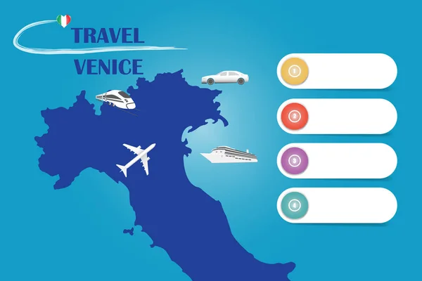 Viaje Venecia en Italia plantilla vector — Vector de stock