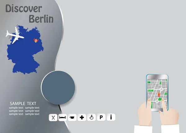 Odkryj berliński koncept turystyczny tempate — Wektor stockowy