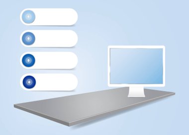 Mavi arka planda 3d masa infografik vektör