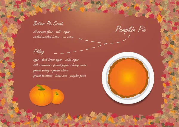 Tarte à la citrouille concept vecteur dans la conception d'automne — Image vectorielle