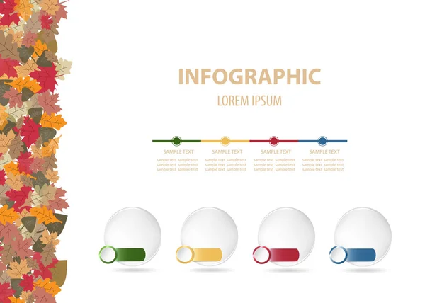 Vector de infografías con decoración otoñal — Vector de stock
