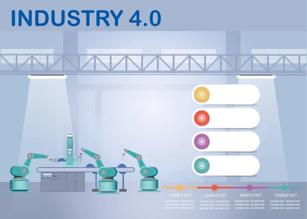 Infografika 4.0 Intelligens gyári koncepció — Stock Vector