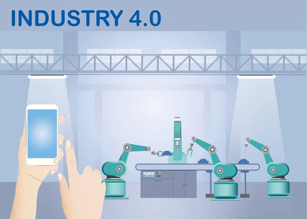 Ipar 4.0 Intelligens gyár vezeték nélküli kapcsolat koncepció — Stock Vector