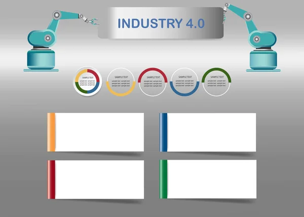 Infographic of industry 4.0 factory with blank labels — Stockový vektor