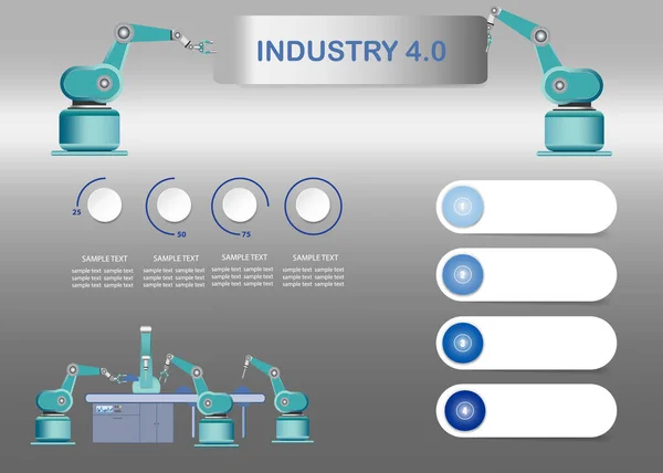 Infographic of industry 4.0 smart factory vector — Stockový vektor