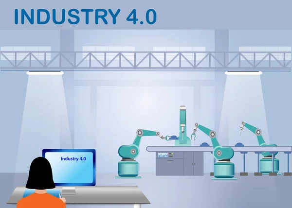 Endüstri 4.0 akıllı fabrika denetimi — Stok Vektör