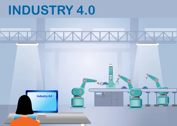 Industrie 4.0 Smart Factory Control Konzept — Stockvektor