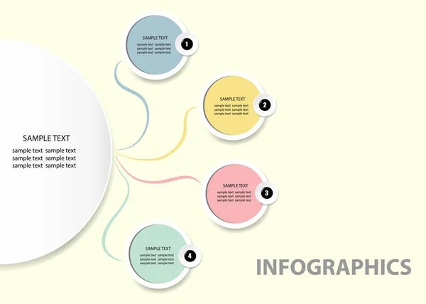 Modelo Vetor Infográficos Mostrando Semicírculo Branco Quatro Etiquetas Círculo Cores —  Vetores de Stock