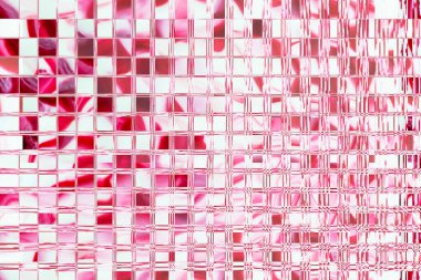 Kare şekillerin soyut kırmızı ve beyaz arkaplanı