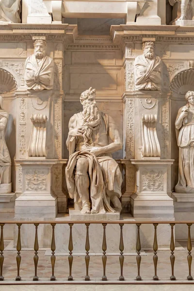 Híres Kolosszális Szobor Mózes Faragott Michelangelo Buonarroti 1513 Ban Található — Stock Fotó