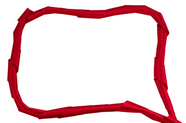 Атласная Лента Скрученная Удлиненный Рулон Белом Фоне Рамка Буквы Шаблона — стоковое фото