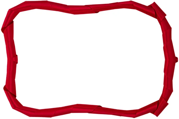 Красная Атласная Тканевая Лента Бесшовная Рамка Белом Фоне Узор Письма — стоковое фото