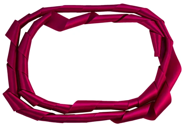 Satinband Bordeauxrot Zwei Reihen Form Eines Rahmens Gelegt Ein Fragment — Stockfoto