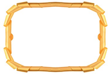 Saten şerit beyaz bir arka plan üzerinde sarı bir çerçeve bir dikdörtgen şeklinde uzamış turnike ile ortaya konulan.