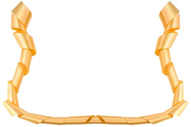 Beyaz zemin üzerinde bir üst sınır olmadan bir çerçeve şeklinde girildi sarı saten kurdele döner.