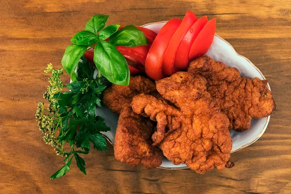 Pescado Trozos Los Cuales Fríen Aceite Hasta Que Doren Masa — Foto de Stock