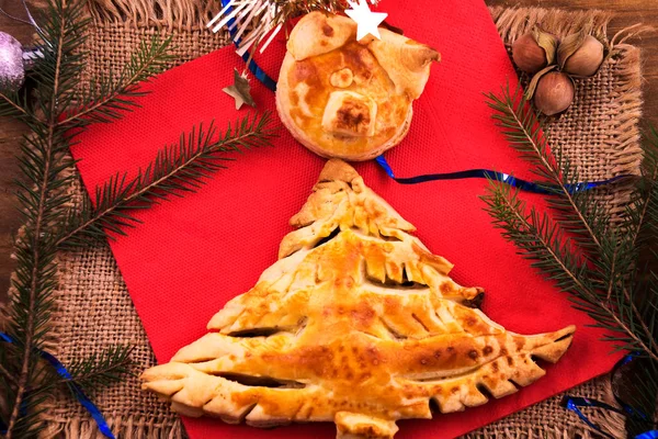Cookies Για Χριστούγεννα 2019 Μορφή Των Χοίρων Σφολιάτα Που Μια — Φωτογραφία Αρχείου