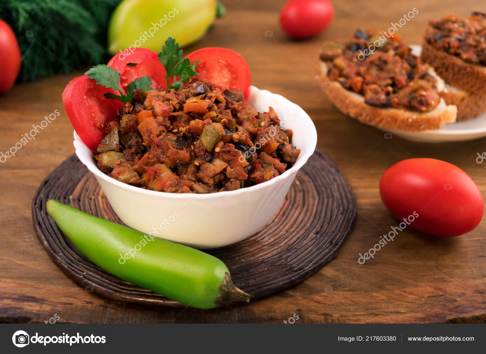 Vegetable Stew Courgettes Eggplant Onions Carrots Tomatoes White Bowl